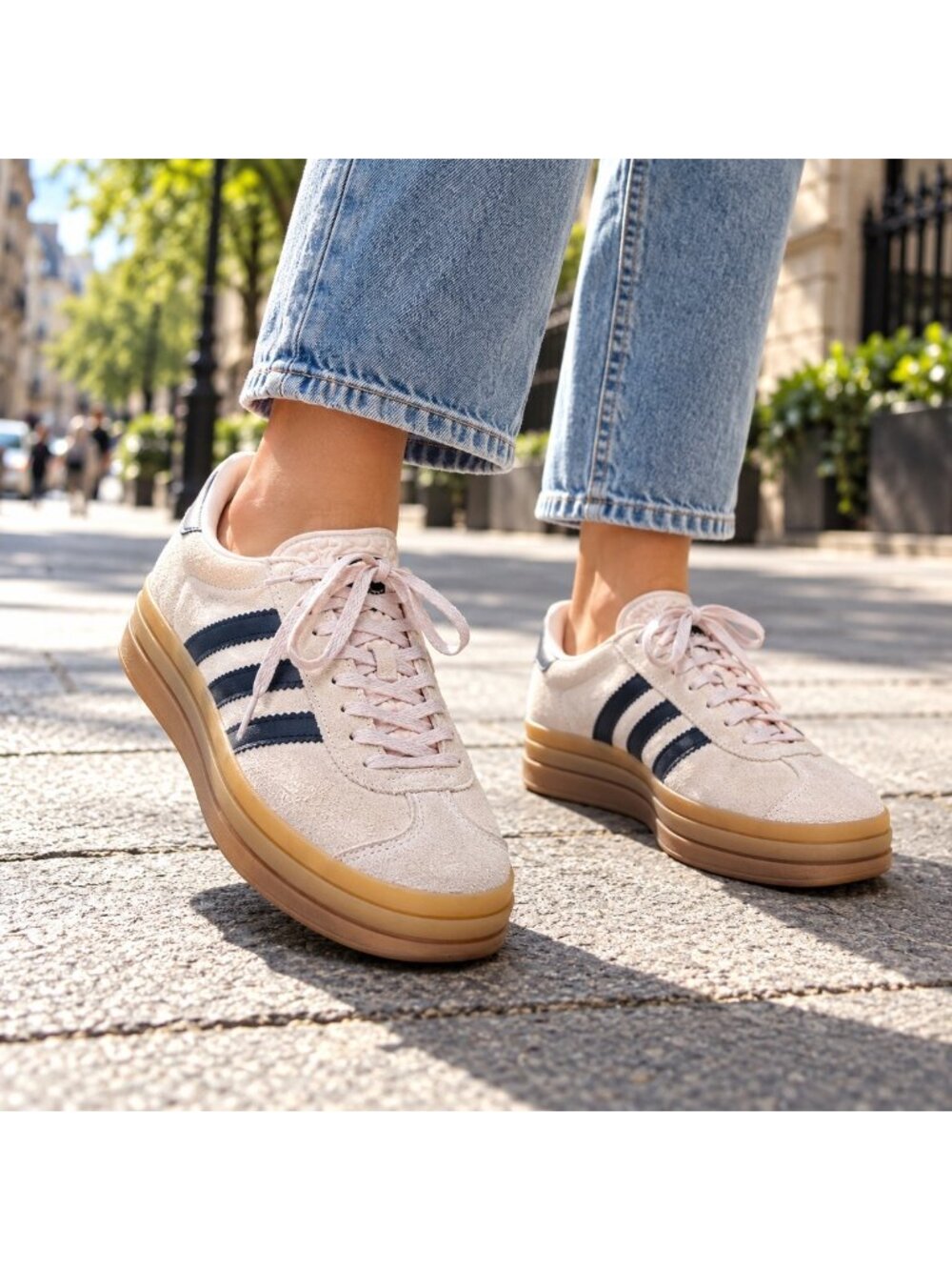 Adidas Women's Gazelle Bold Shoes 'Wonder Quartz' - Sz 7.5 Light Beige
